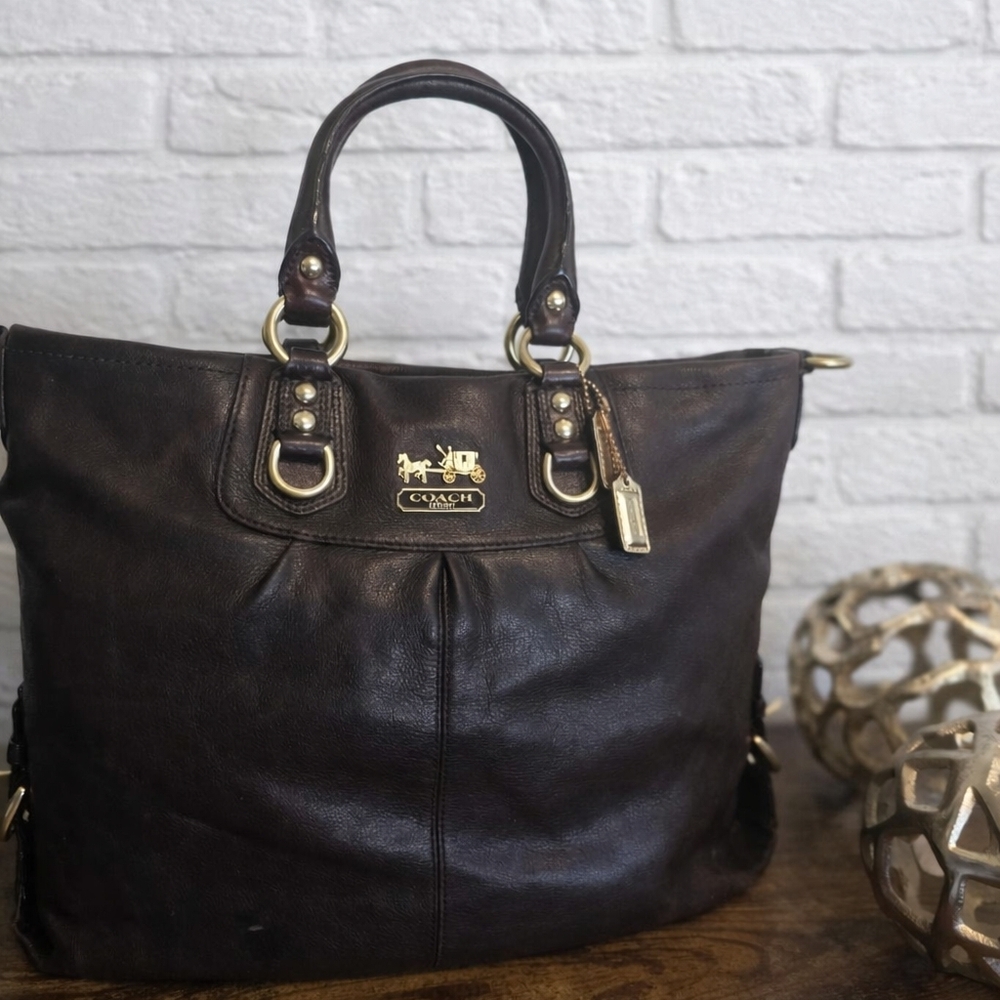 Authentic Coach Madison Julianne Espresso Leather Satchel Tote 12935 - Picture 4 of 16